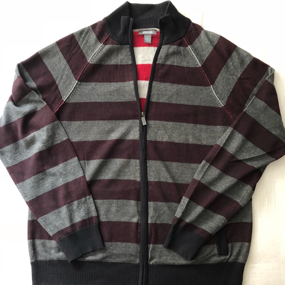 Kenneth Cole striped zip up sweater XL